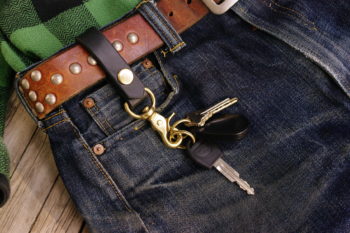 Heavy Duty Leather Keychain Brass Snap Hook